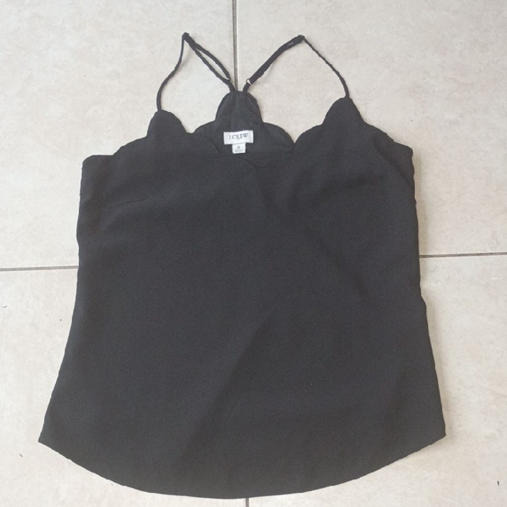 J. Crew Black Scalloped V-Neck Camisole